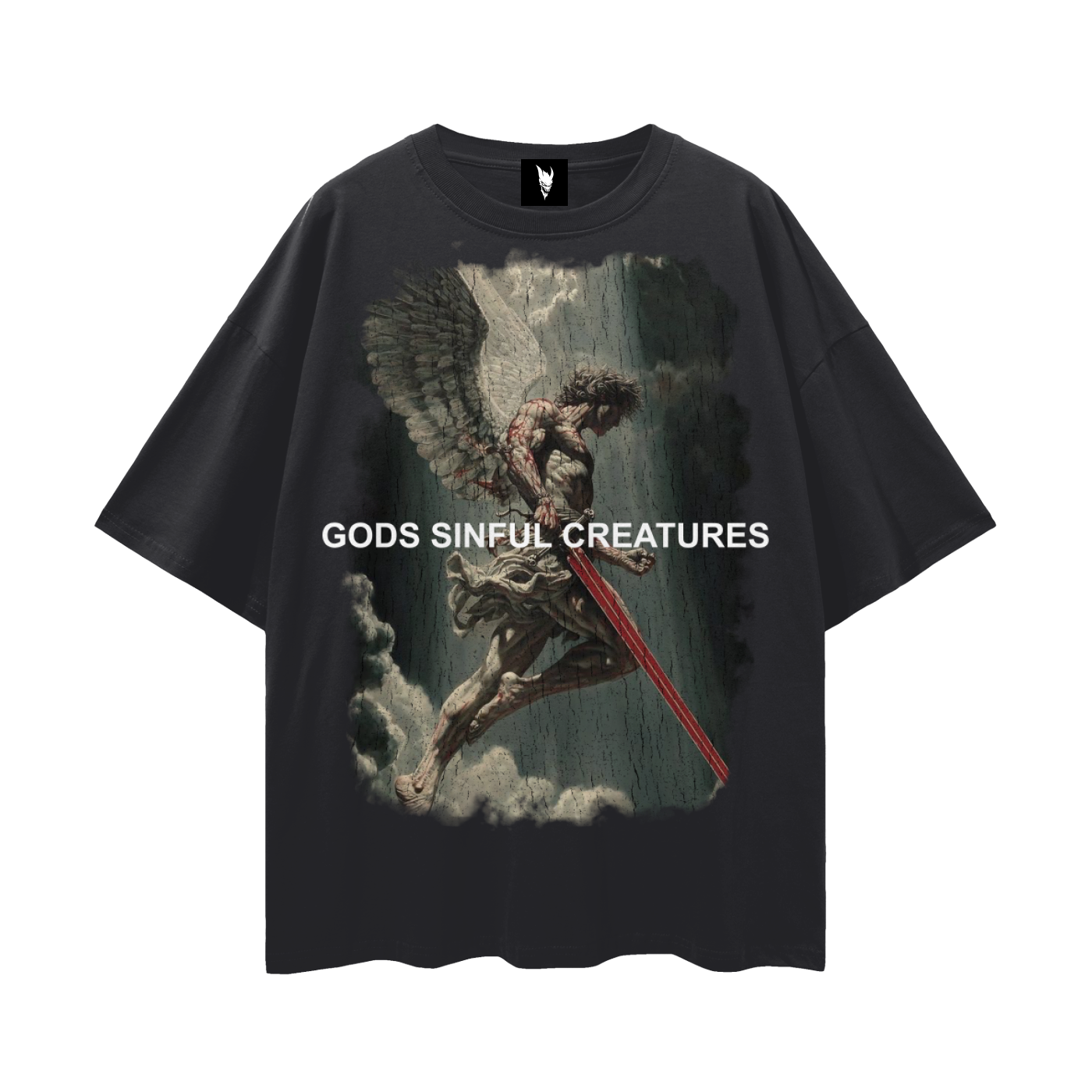 ANGEL OF DEATH OVERSIZED BLACK TEE