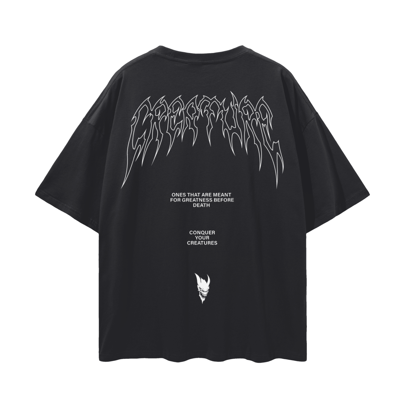 "GREATNESS BEFORE DEATH" BLACK OVERSIZED TEE