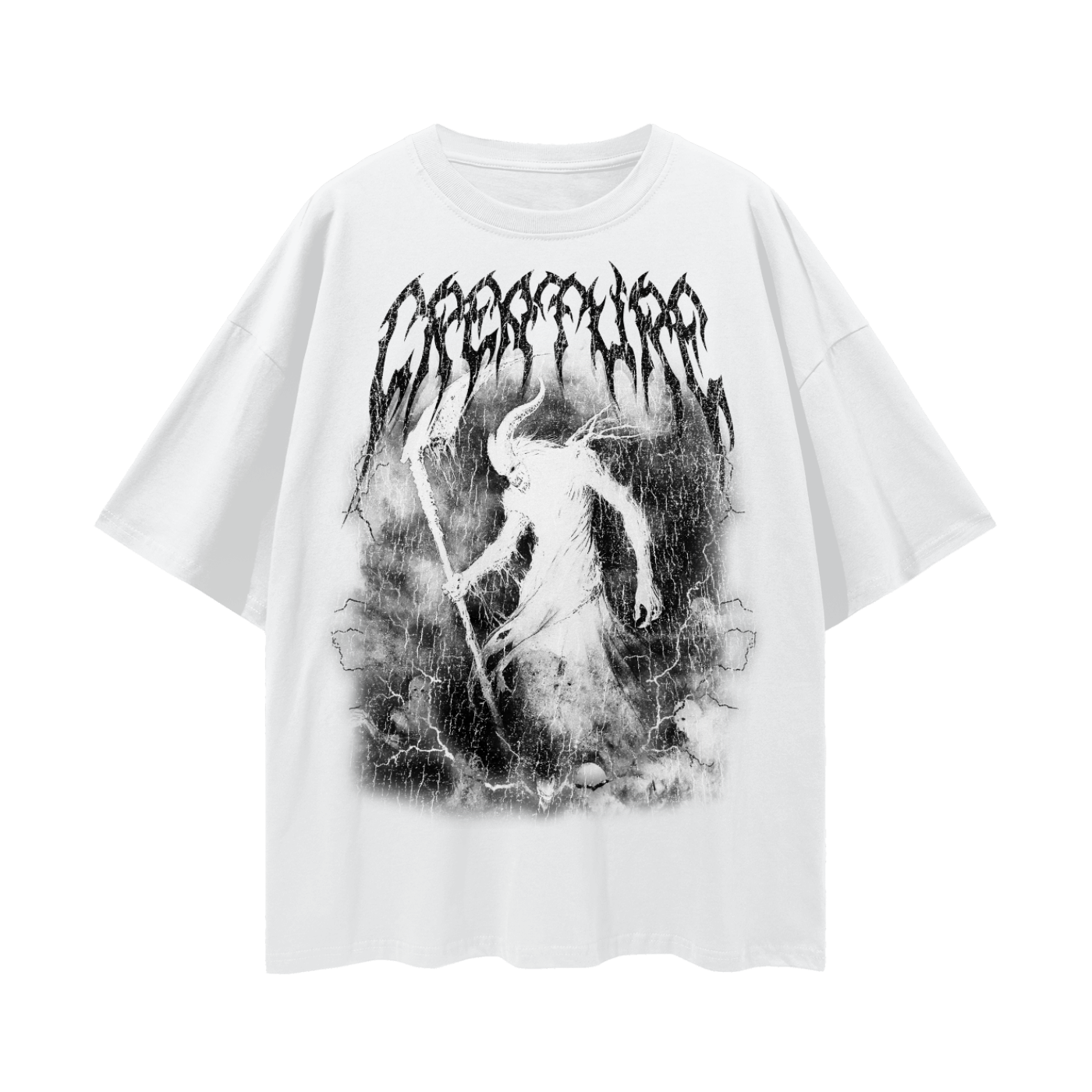 "ETERNAL DAMNATION" WHITE OVERSIZED TEE