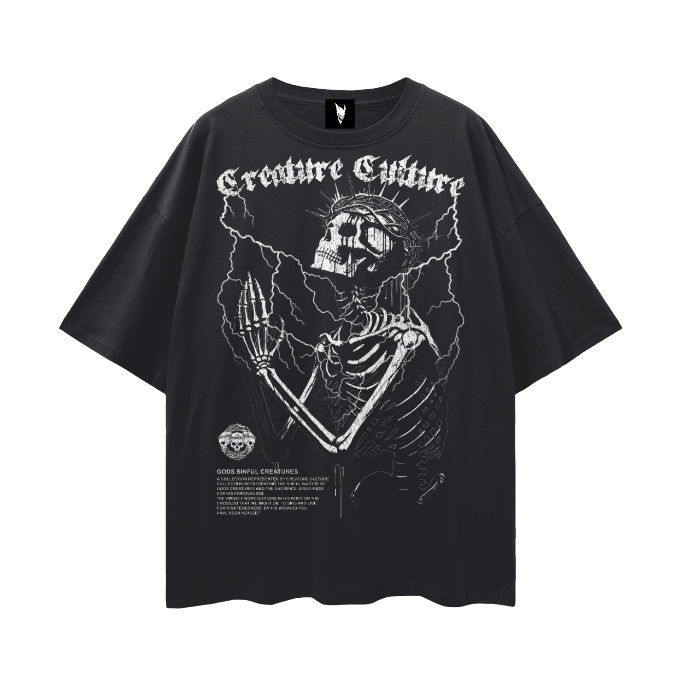 SINFUL PRAYERS OVERSIZED BLACK TEE