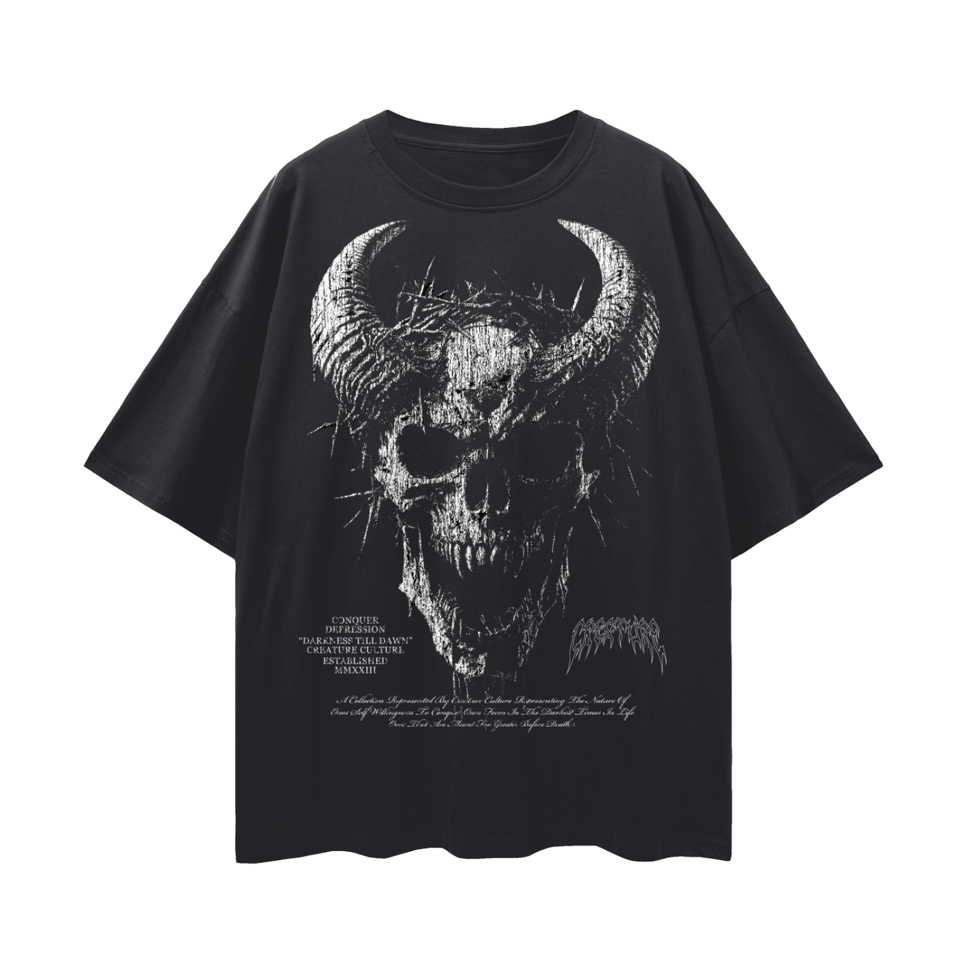 "DARKNESS TILL DAWN" BLACK OVERSIZED TEE