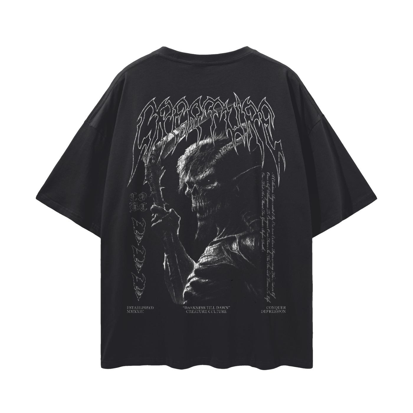 "DARKNESS TILL DAWN" BLACK OVERSIZED TEE