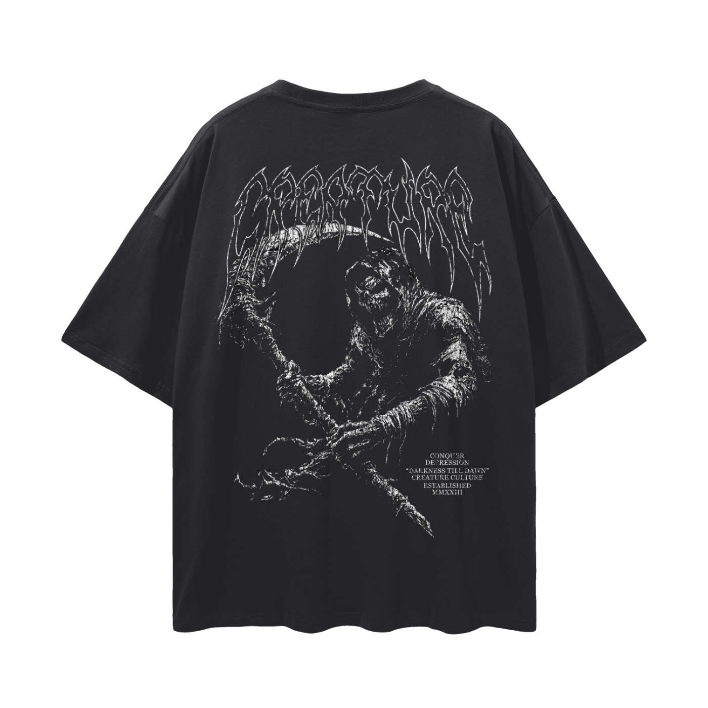 "DARKNESS TILL DAWN" BLACK OVERSIZED TEE